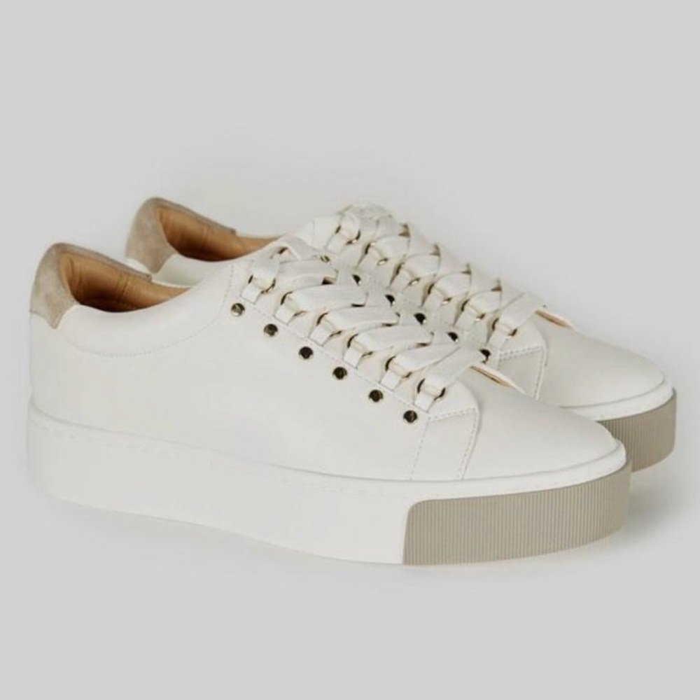 Women’s JOIE Handan white leather platform sneakers- Size 39 - Picture 2 of 12